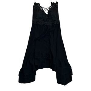 Rue 21 Black Lace Sleeveless High-Low Dress Womens XS Goth Emo Romantic Indie